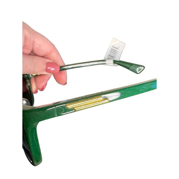 Bottega Veneta NWT BV1328SA Green and Gold Rectangular Sunglasses - Picture 7 of 10